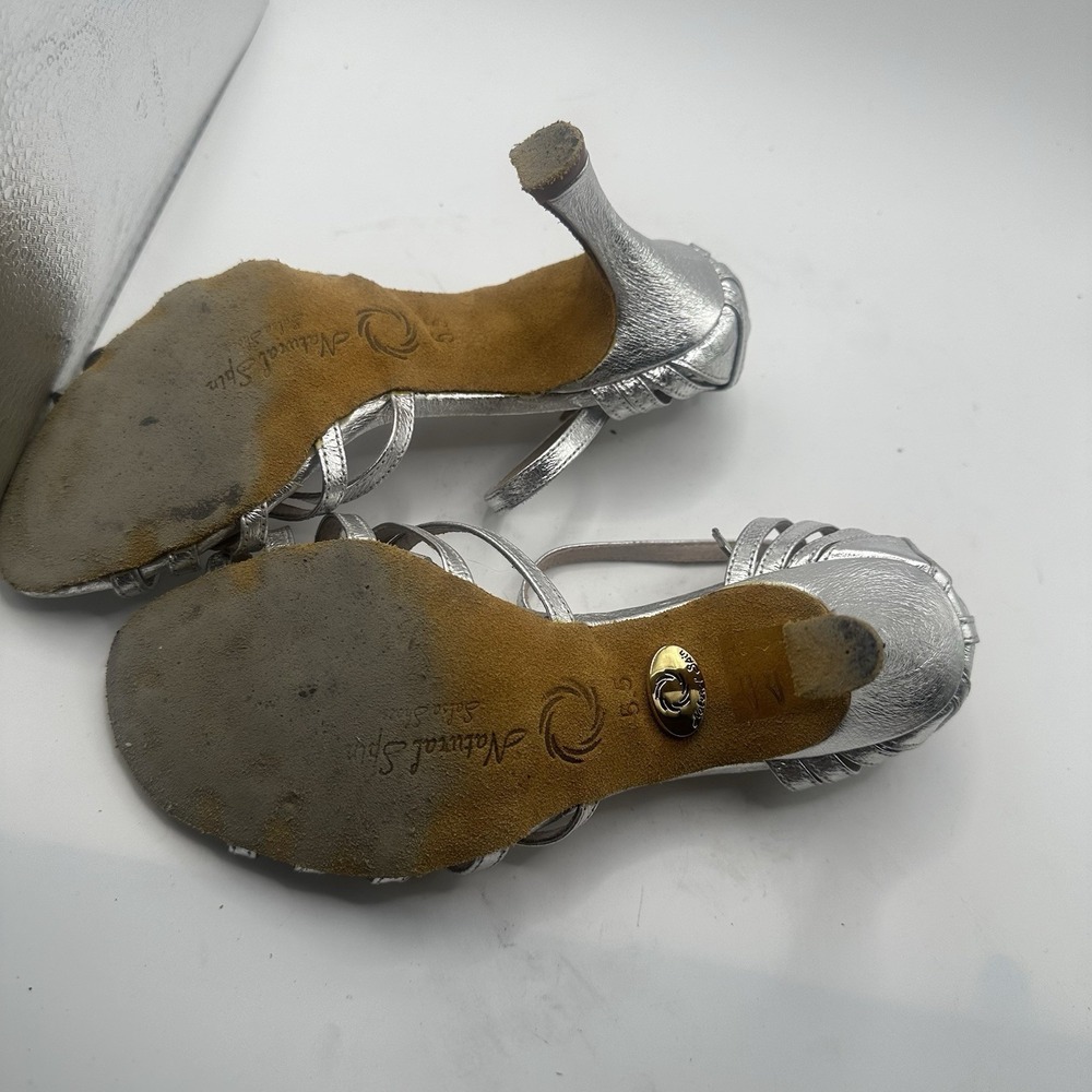 Natural Spin Strappy Tango Heels Dance Shoes Silver Women's Size 5.5 MSRP $106 - Picture 11 of 15